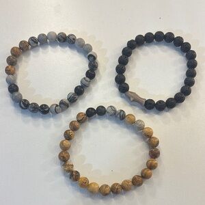 Set of Three Stone Beaded Bracelets